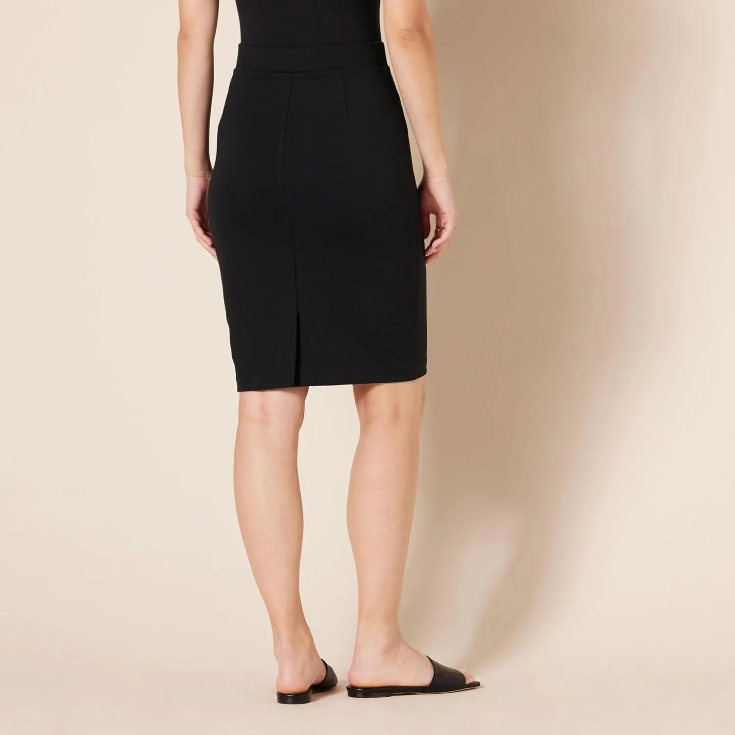 Amazon Essentials Women's Ponte Pull-On Above The Knee Fitted Pencil Skirt