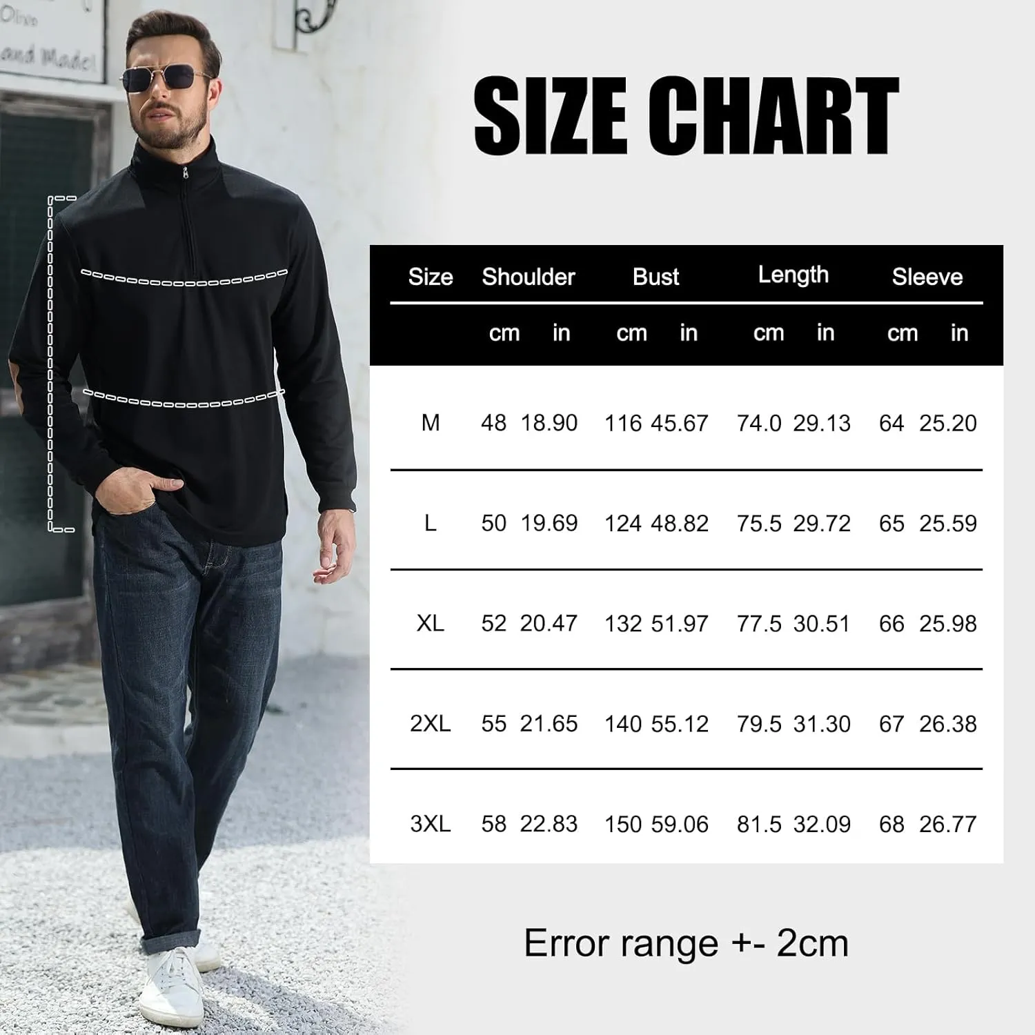 Angbater Mens Polo Shirts Lapel Collar Zipper Up Pullover Mock Neck Long Sleeve Golf Polo Sweatshirts with Elbow Patches