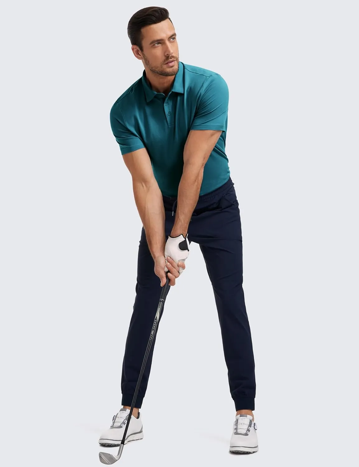 CRZ YOGA Mens Golf Polo Shirts Short Sleeve Moisture Wicking Athletic Shirt Sports Casual Pique T-Shirts