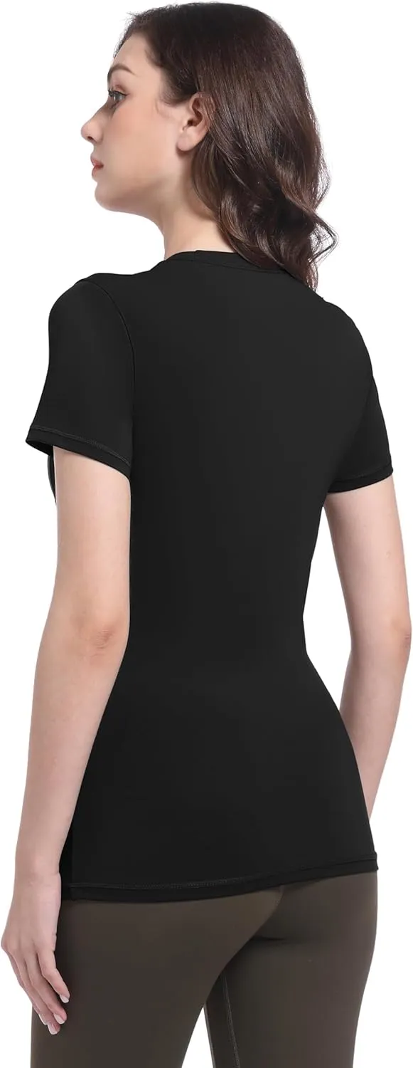 Foucome Maternity Shirts Crew Neck Short Sleeve Workout Tops Athletic Yoga Top Side Ruched Pregnancy T Shirts