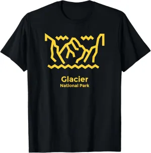 Glacier National Park Montana Minimalist Retro Graphic T-Shirt