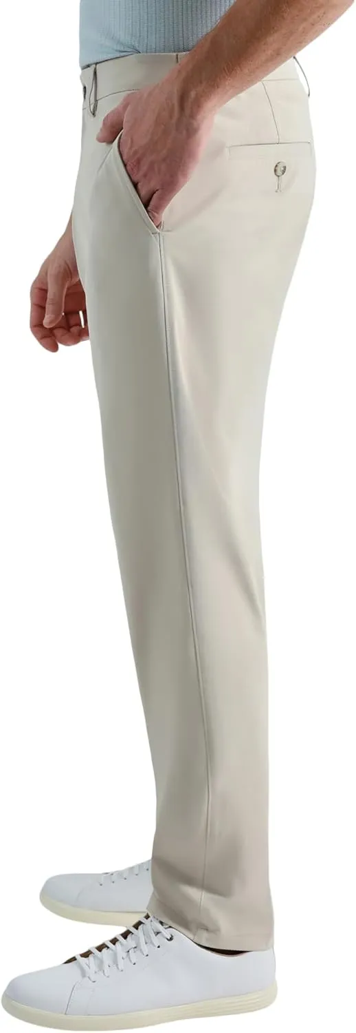 Haggar Men's Sport Travel Performance Straight Fit Flat Front Stretch Casual Pant