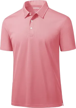 MAGCOMSEN Men's Polo Shirts 3 Buttons Casual Work T Shirts Quick Dry Short Sleeve Golf Shirt Pique Jersey Outdoor Performance