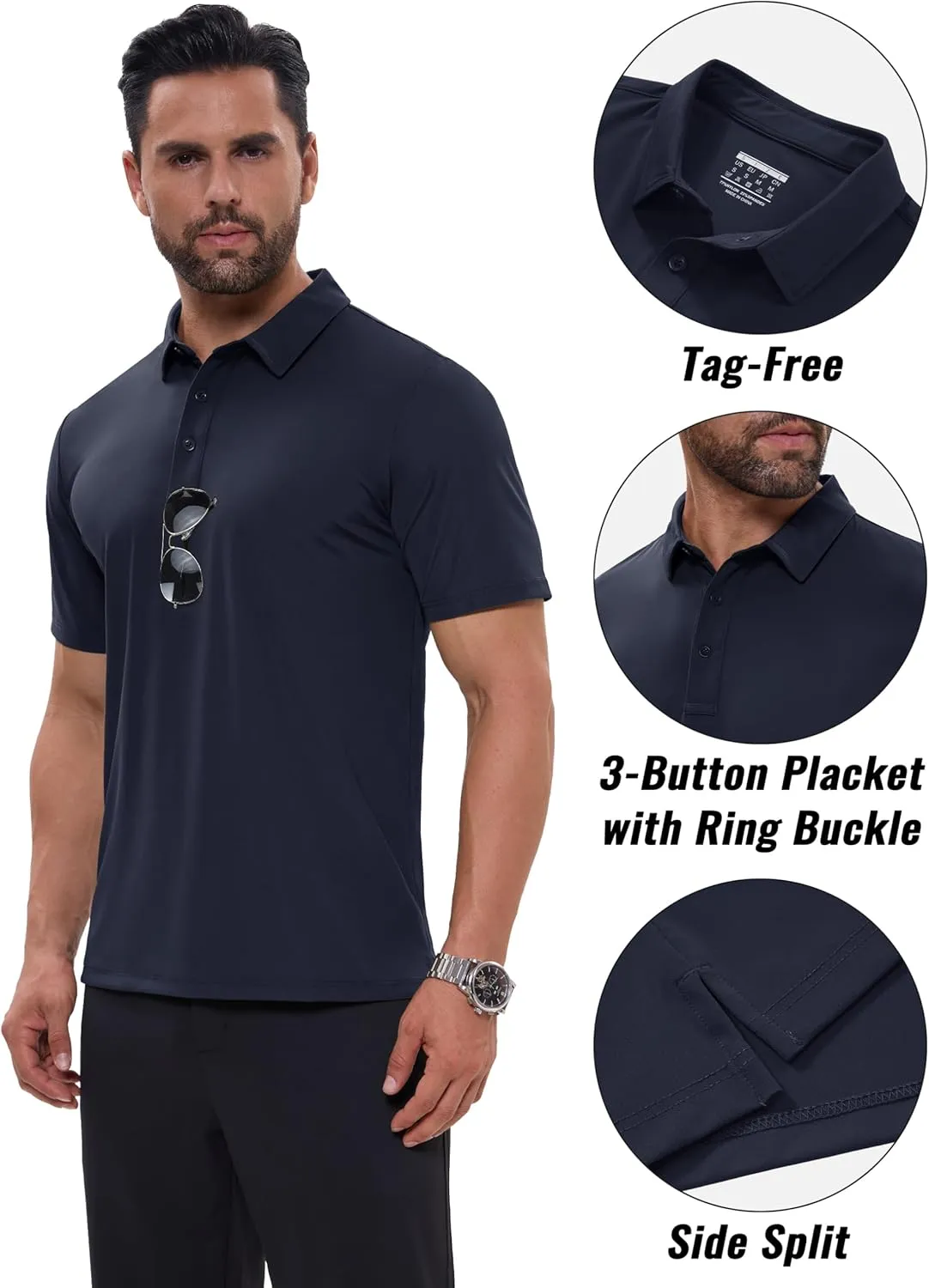 MAGCOMSEN Men's Polo Shirts Short Sleeve Dry Fit Golf Shirts Moisture Wicking Performance Athletic Casual Collared Shirt