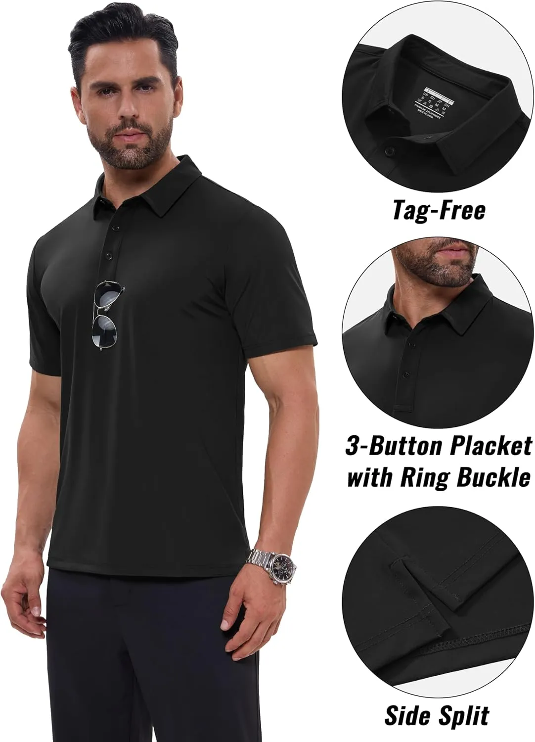 MAGCOMSEN Men's Polo Shirts Short Sleeve Dry Fit Golf Shirts Moisture Wicking Performance Athletic Casual Collared Shirt