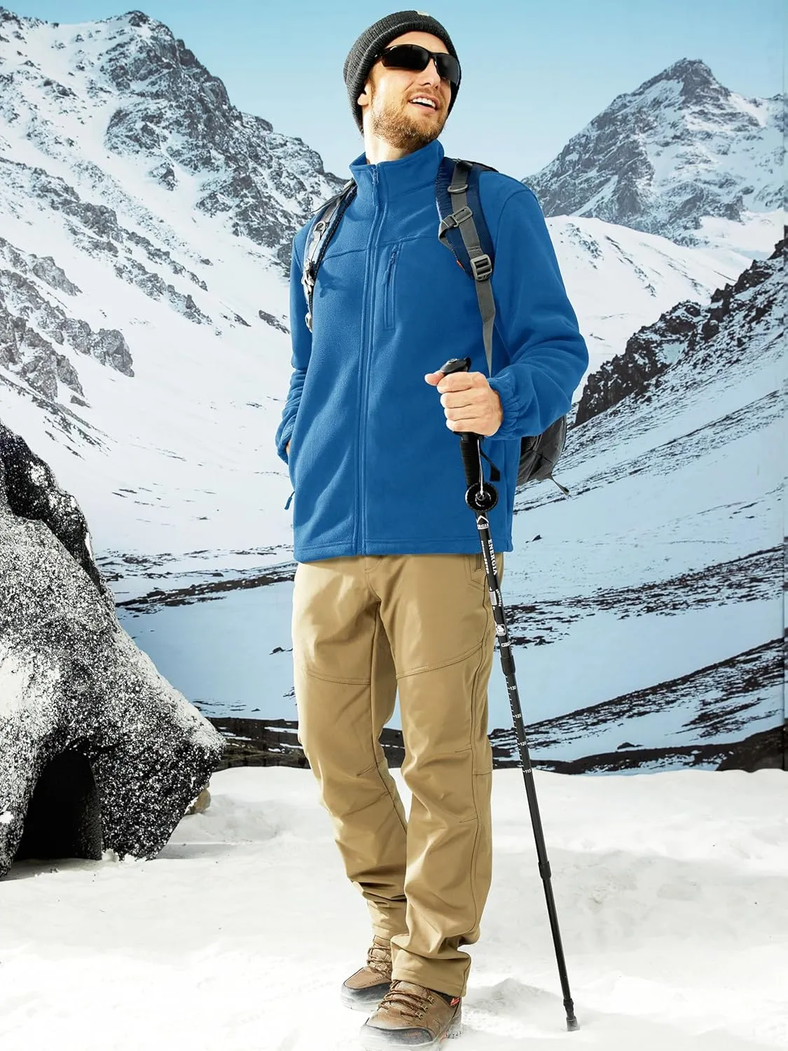MAGCOMSEN Men's Winter Zip Up Polar Fleece Jacket Athletic Tactical Hiking Outdoor Jackets with 3 Pockets
