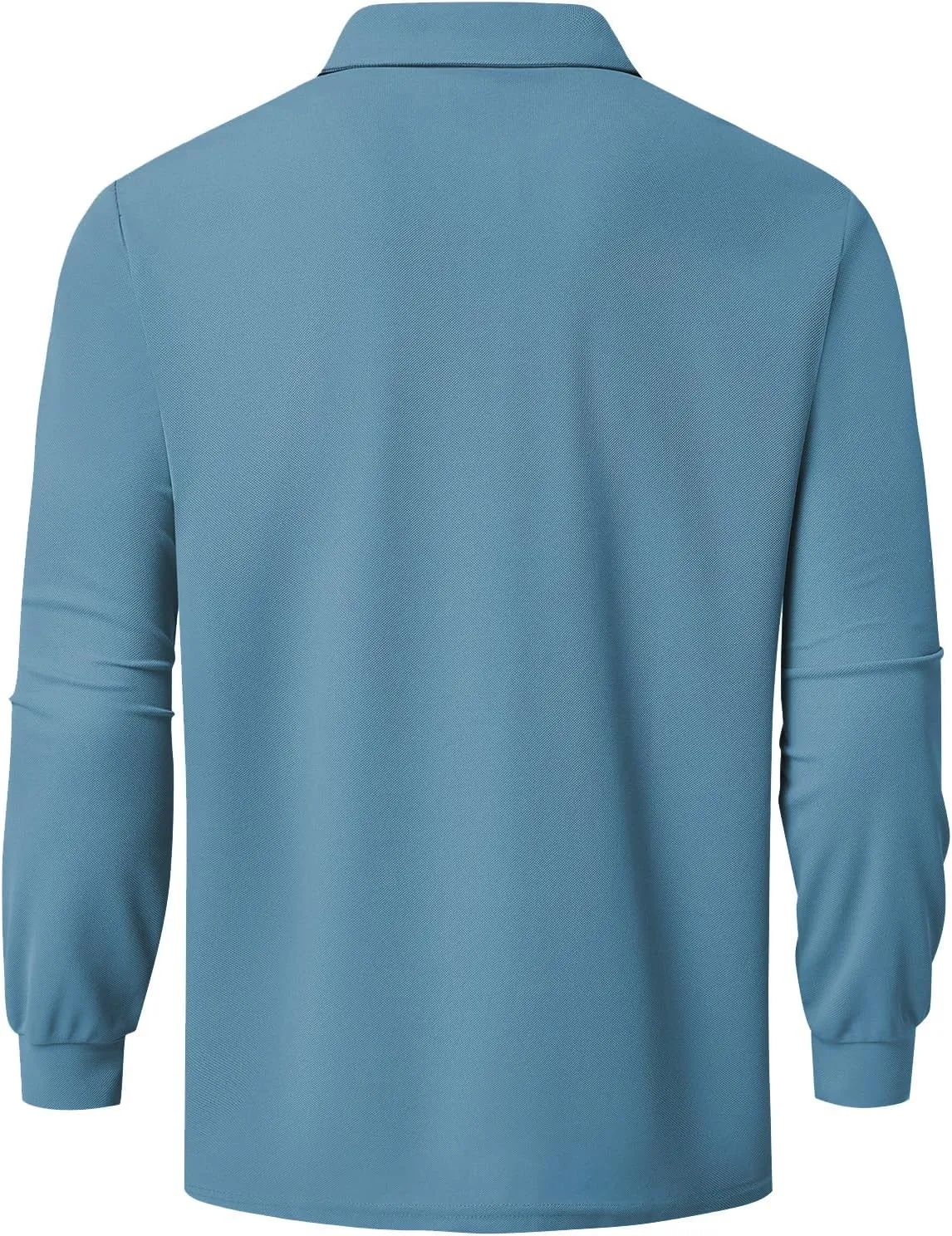 Men's Classic Long Sleeve Polo Shirts Casual Solid Golf Shirts with Pocket