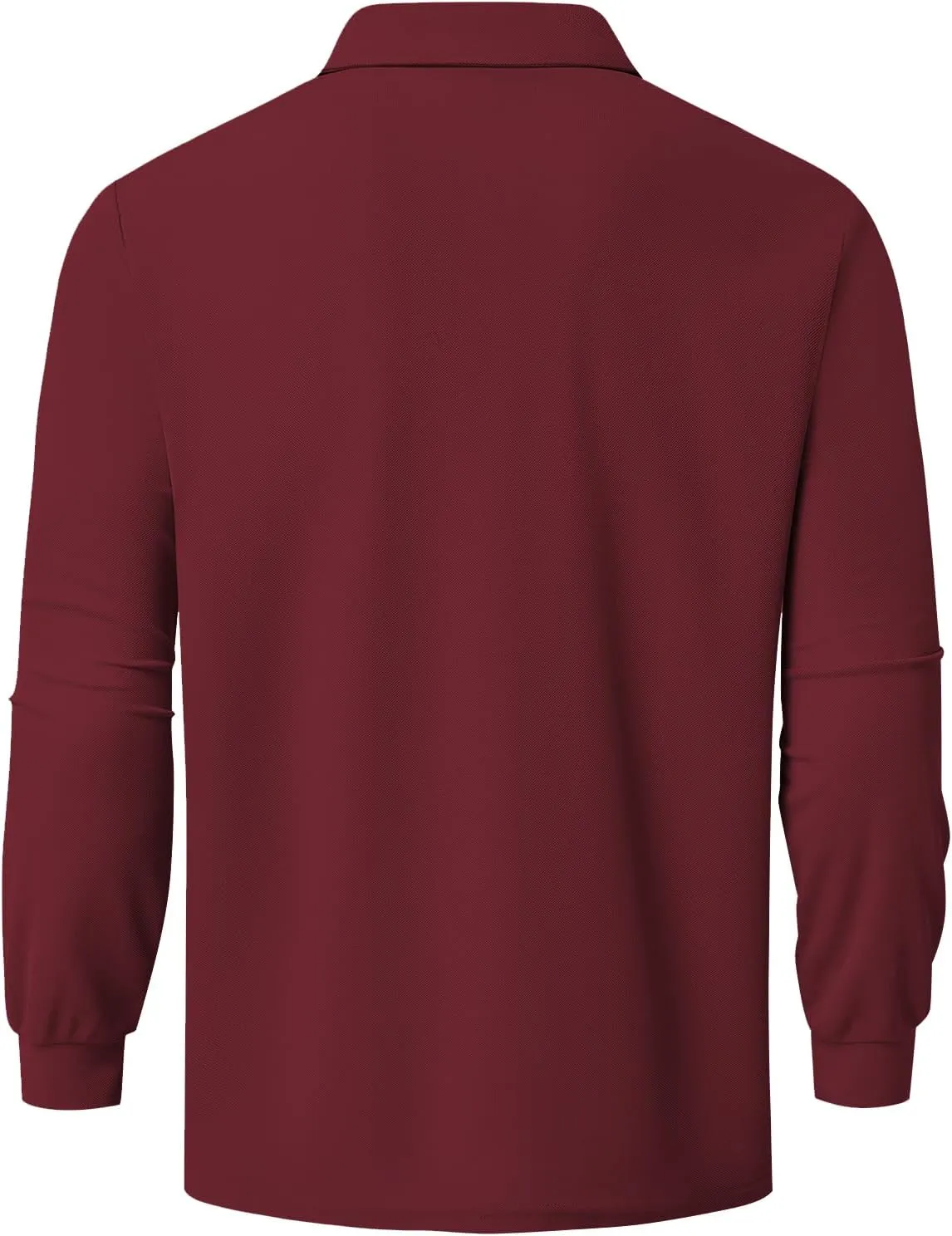 Men's Classic Long Sleeve Polo Shirts Casual Solid Golf Shirts with Pocket