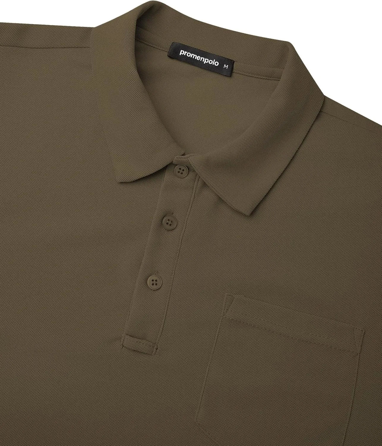 Men's Classic Long Sleeve Polo Shirts Casual Solid Golf Shirts with Pocket