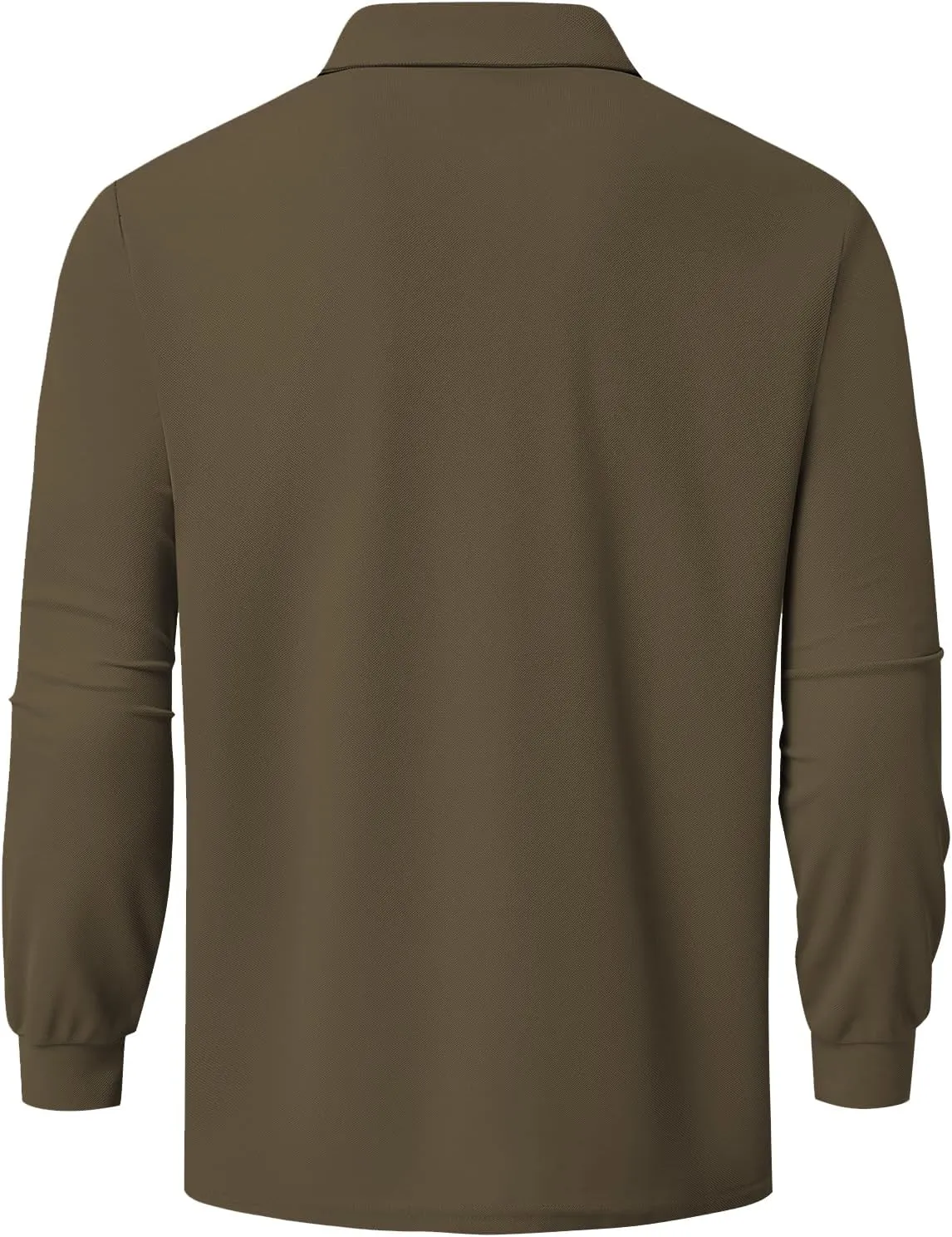Men's Classic Long Sleeve Polo Shirts Casual Solid Golf Shirts with Pocket