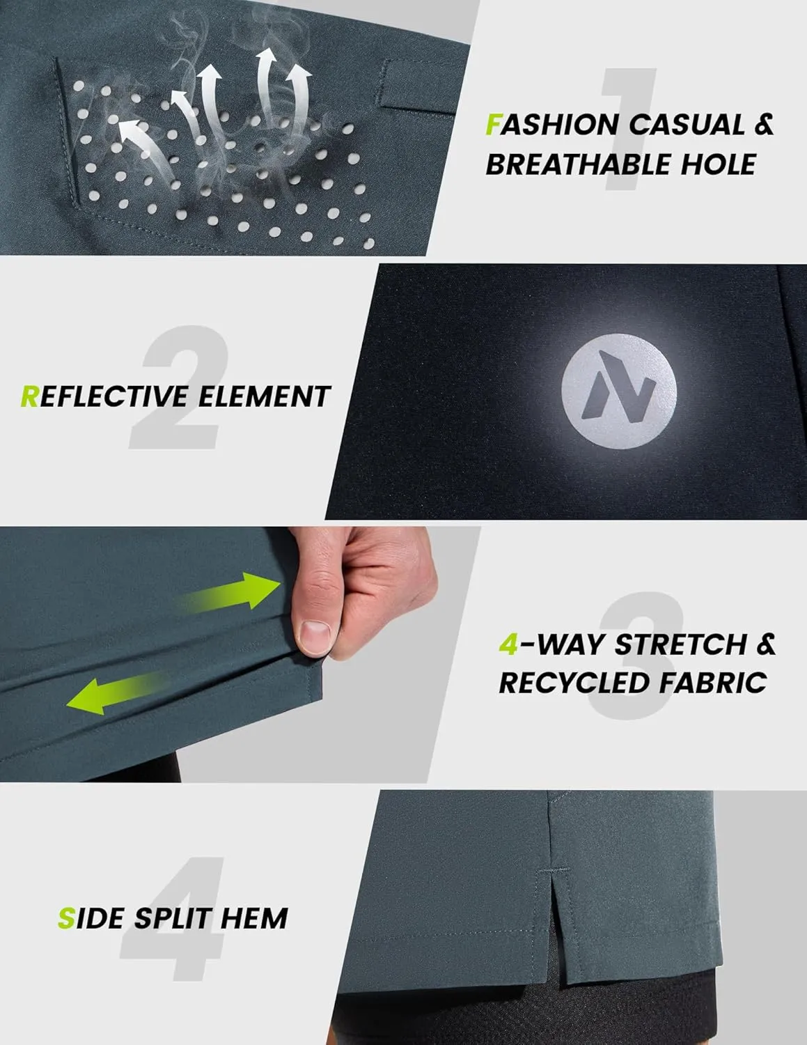 Men's Mountain Bike Shorts 4D Padded Cycling Bicycle Biker Riding Loose-fit Gel Padding MTB Shorts Zipper Pockets