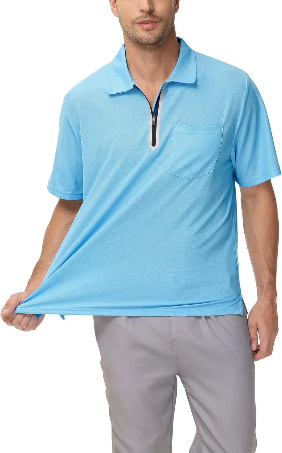 MOHEEN Men's Moisture Wicking Short Sleeve Polo Shirts UPF 50  Lightweight Performance Golf Shirts M-6XL
