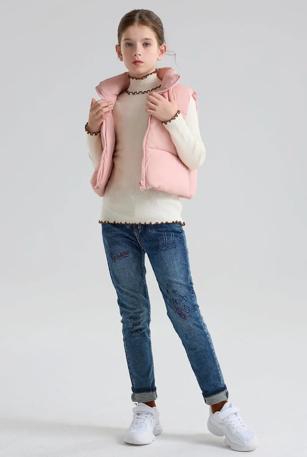 SOLOCOTE Girls Puffy Vest Coat Water-Resistant Warm Winter Sleeveless Kids Jacket for 4-14 Years