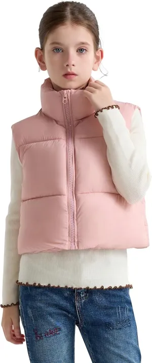 SOLOCOTE Girls Puffy Vest Coat Water-Resistant Warm Winter Sleeveless Kids Jacket for 4-14 Years