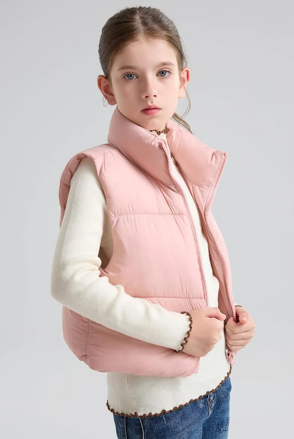 SOLOCOTE Girls Puffy Vest Coat Water-Resistant Warm Winter Sleeveless Kids Jacket for 4-14 Years