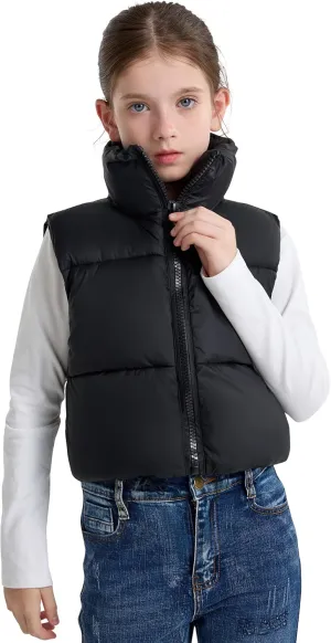 SOLOCOTE Girls Puffy Vest Coat Water-Resistant Warm Winter Sleeveless Kids Jacket for 4-14 Years