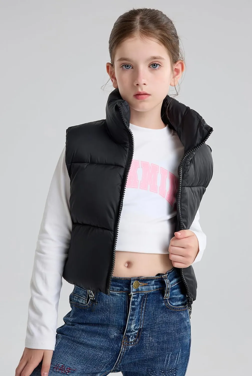 SOLOCOTE Girls Puffy Vest Coat Water-Resistant Warm Winter Sleeveless Kids Jacket for 4-14 Years