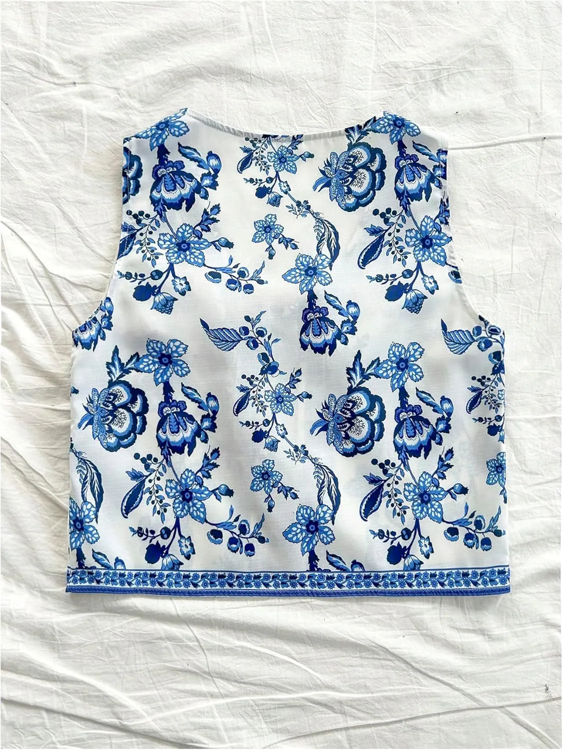 Verdusa Women's Vintage Floral Print Bow Tie Cowgirl Vest V Neck Sleeveless Jacket Outerwear