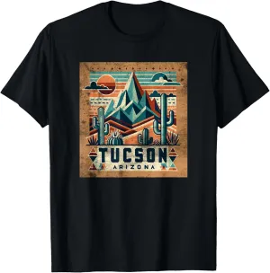 Vintage Tucson Arizona Mountain Cacti Desert Landscape T-Shirt
