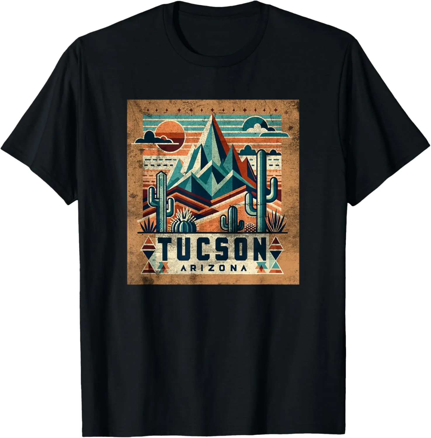 Vintage Tucson Arizona Mountain Cacti Desert Landscape T-Shirt