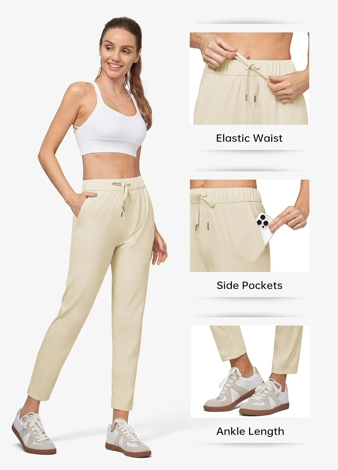Willit Women's Golf Travel Pants Lounge Sweatpants 7/8 Athletic Pants Quick Dry On The Fly Pants