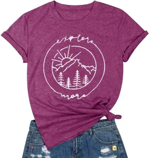 Women Hiking Mountain Tank Top Explore More Funny Graphic Shirts Adventure Workout Sleeveless Camping Tee