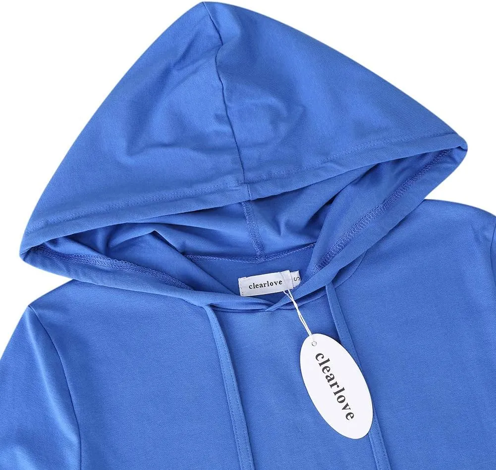 Women's Stripe Pocket Knee Length Slim Pullover Hoodie Dress