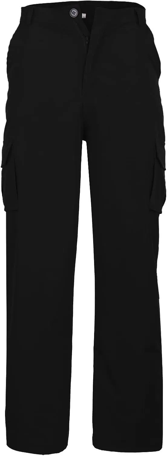 Ymosrh Mens Large Tall Pants Men's Slim Fashion Solid Color Casual Pants Multi Pocket Straight Cargo Pants Stretch
